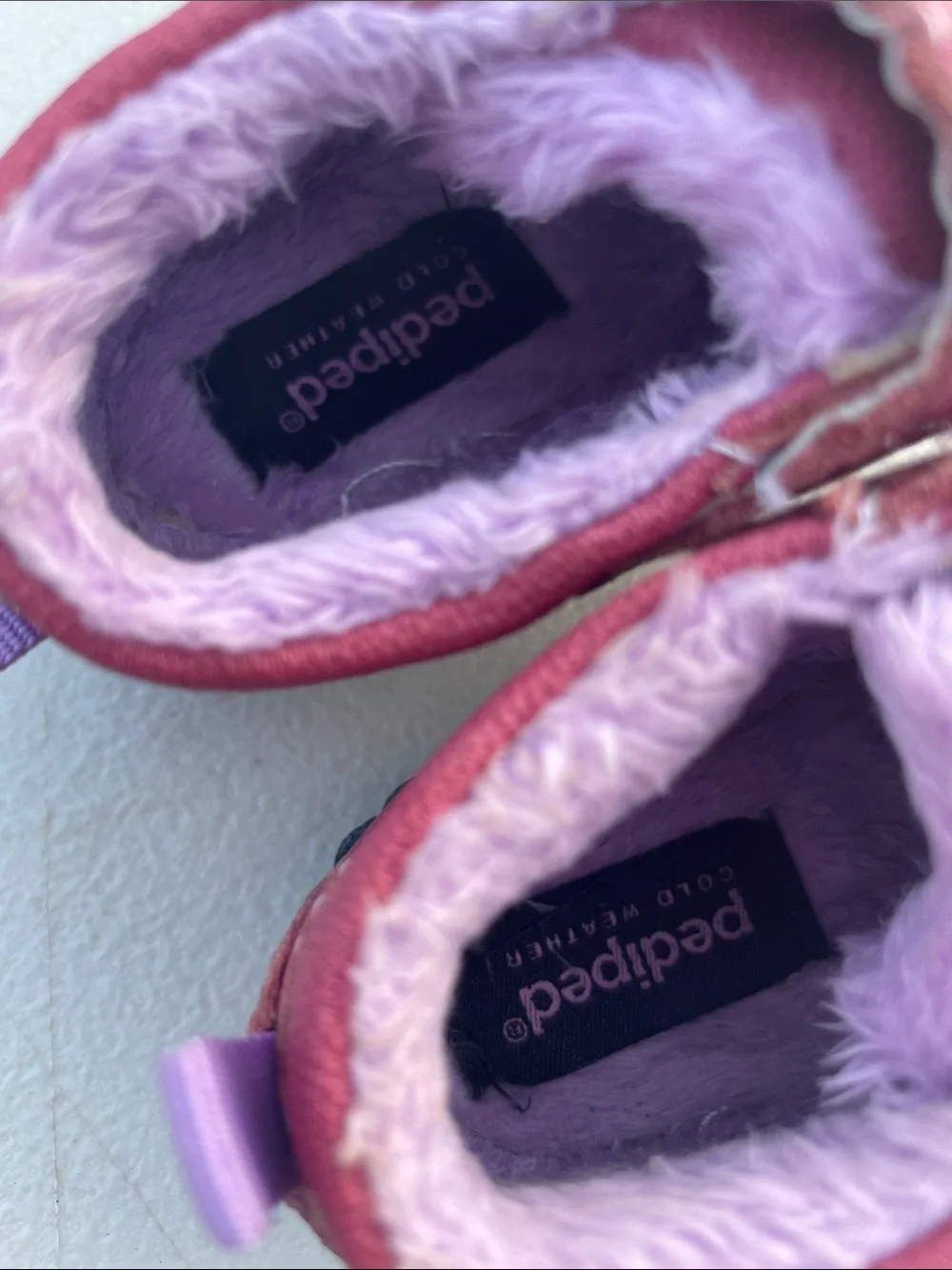 Pediped Winter Pink and Purple Leather Velcro Baby Walker Boots